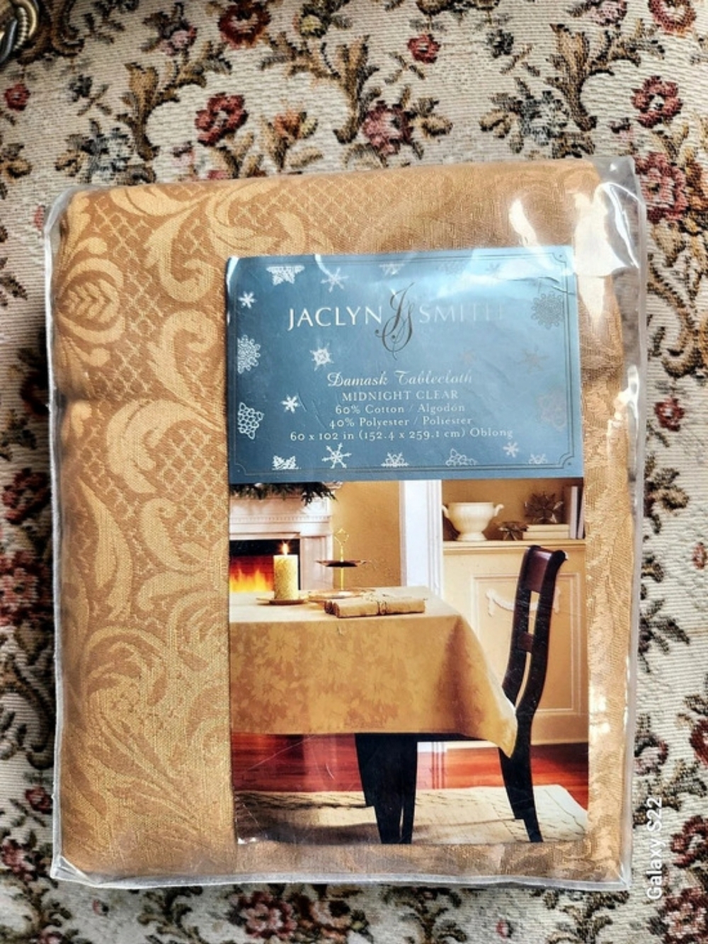 Ginger Color Damask Tablecloth Cotton Blend 60" x 102" In Rectangular Shape